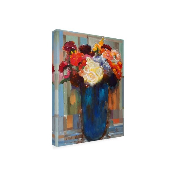 Hooshang Khorasan 'Flowers In A Blue Vase Abstract' Canvas Art,18x24